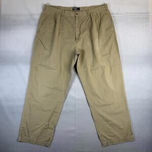 VTG  Polo Ralph Lauren Andrew Pants Mens 42x30 Green Pleated Chino Lightweight
